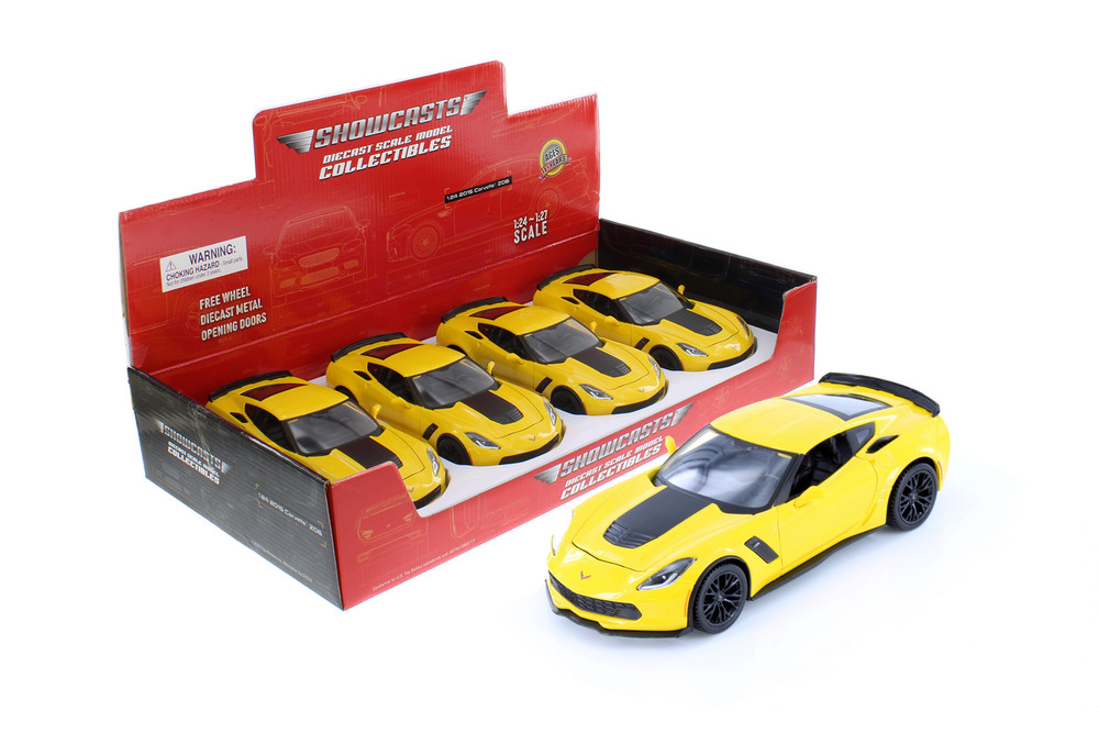 2015 Chevy Corvette Z06 Hardtop, Yellow - Showcasts 37133 - 1/24 Scale Diecast Model Toy Car (1 Car, No Box)