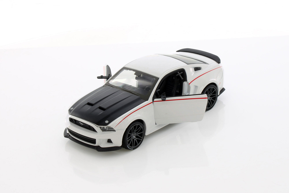 2014 Ford Mustang Street Racer Hard Top, White w/Black Hood - Showcasts 37506 - 1/24 Scale Car (1 Car, No Box)