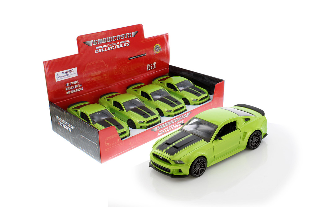 2014 Ford Mustang Street Racer Hard Top, Green w/Black Stripes - Showcasts 37506 - 1/24 Scale Car (1 Car, No Box)