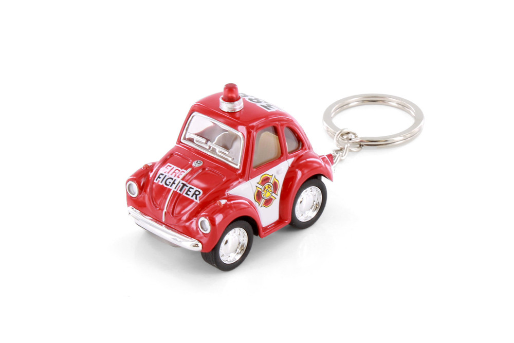 Little Beetle Firefighter Key Chain, Red - Kinsmart 2001DPRK - 2" Scale Diecast Model Toy Car