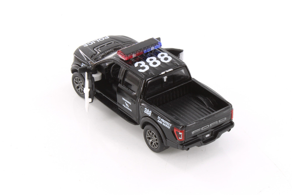 2022 Ford F-150 Raptor Pickup Truck - Police Edition, Black, Kinsmart 3001DP - 1/78 Scale Model Car