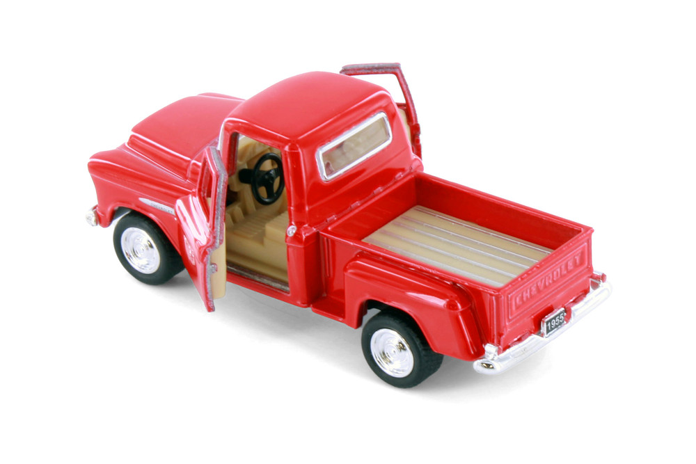 1955 Chevy Stepside Pickup Truck, Red - Kinsmart 3002D - 1/54 Scale Diecast Model Toy Car