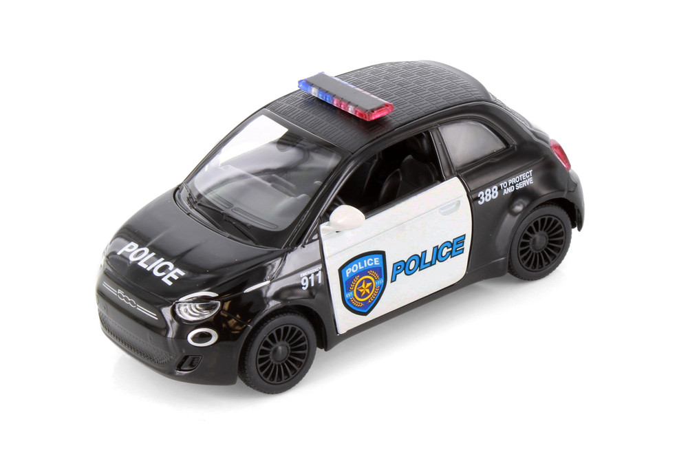 Fiat 500e Police Edition, Black/White - Kinsmart 5440DP - 1/28