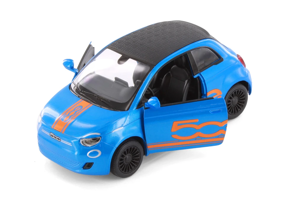 Fiat 500e Livery Edition, Blue - Kinsmart 5440DF - 1/28 Scale Diecast Model Toy Car