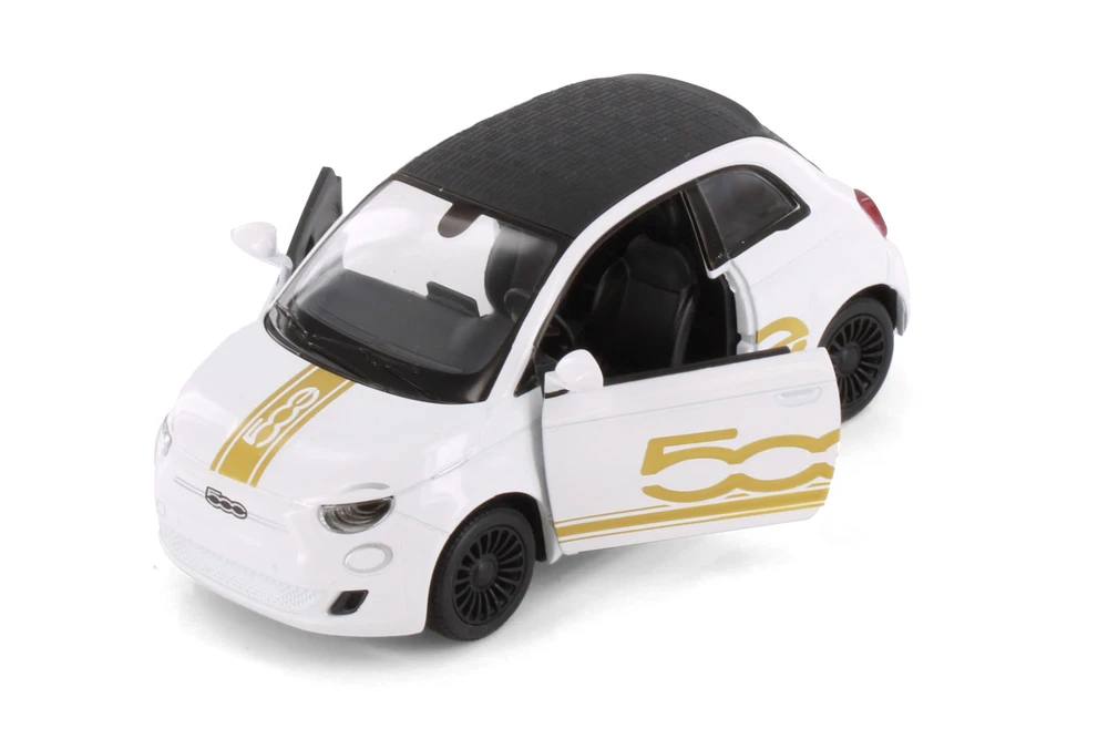 Fiat 500e Livery Edition, White - Kinsmart 5440DF - 1/28 Scale Diecast Model Toy Car
