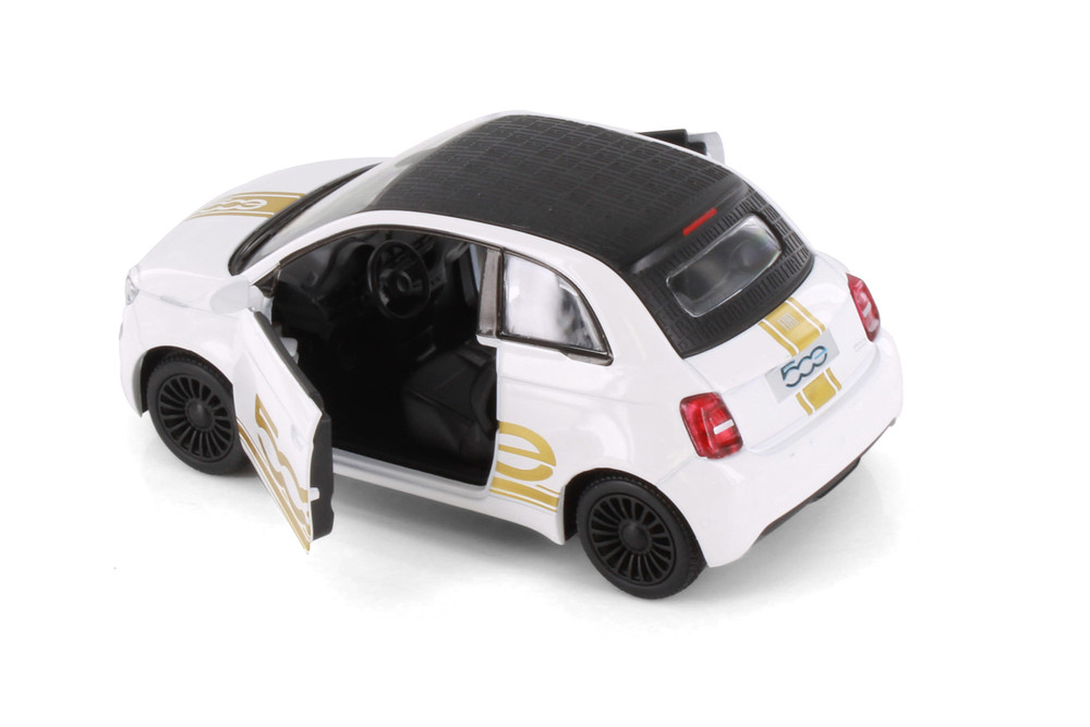 Fiat 500e Livery Edition, White - Kinsmart 5440DF - 1/28 Scale Diecast Model Toy Car