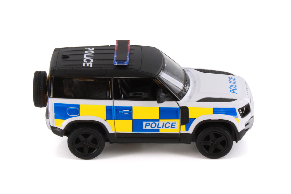 Land Rover Defender 90 Police Edition, White - Kinsmart 5428DP - 1/36 Scale Diecast Model Toy Car
