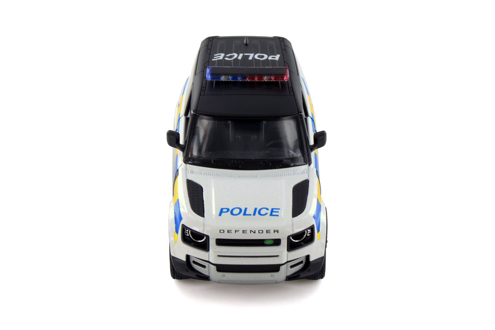 Land Rover Defender 90 Police Edition, White - Kinsmart 5428DP - 1/36 Scale Diecast Model Toy Car