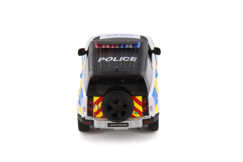 Land Rover Defender 90 Police Edition, White - Kinsmart 5428DP - 1/36 Scale Diecast Model Toy Car