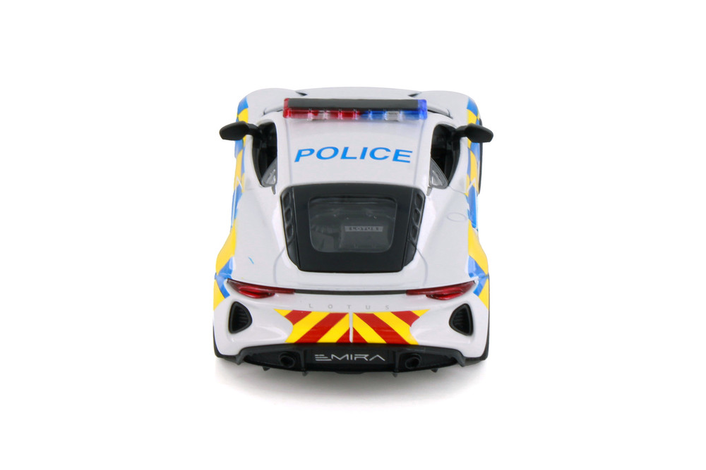Lotus Emira Police Edition, White - Kinsmart 5441DP - 1/34 Scale Diecast Model Toy Car
