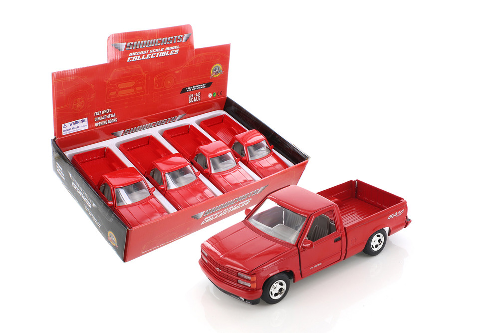 1992 Chevy 454 SS Pickup Truck, Red - Showcasts 77203RD - 1/24 Scale Diecast Model Toy Car