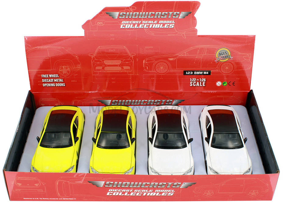 Box of 4 BMW M4 Compact Car, Assortment - Showcasts 68280D - 1/24