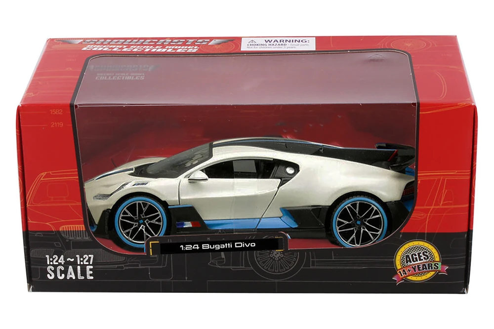 2019 Bugatti DIVO Hardtop Sports Car, White - Showcasts 38526WT - 1/24 Scale Diecast Model Toy Car
