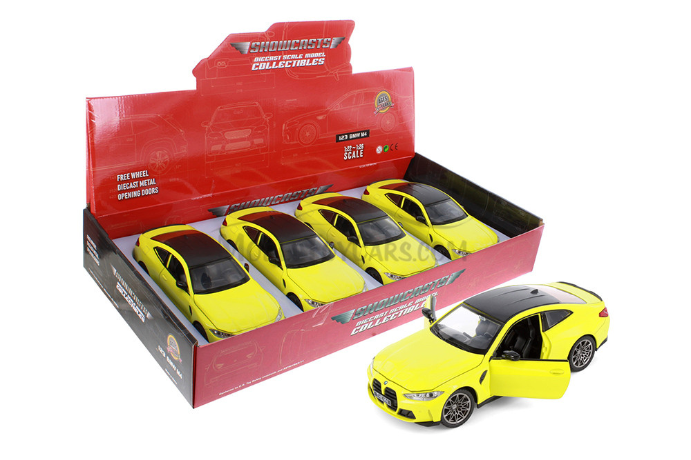 BMW M4 Compact Executive Car, Yellow - Showcasts 68280D - 1/24 Scale Diecast Model Toy Car