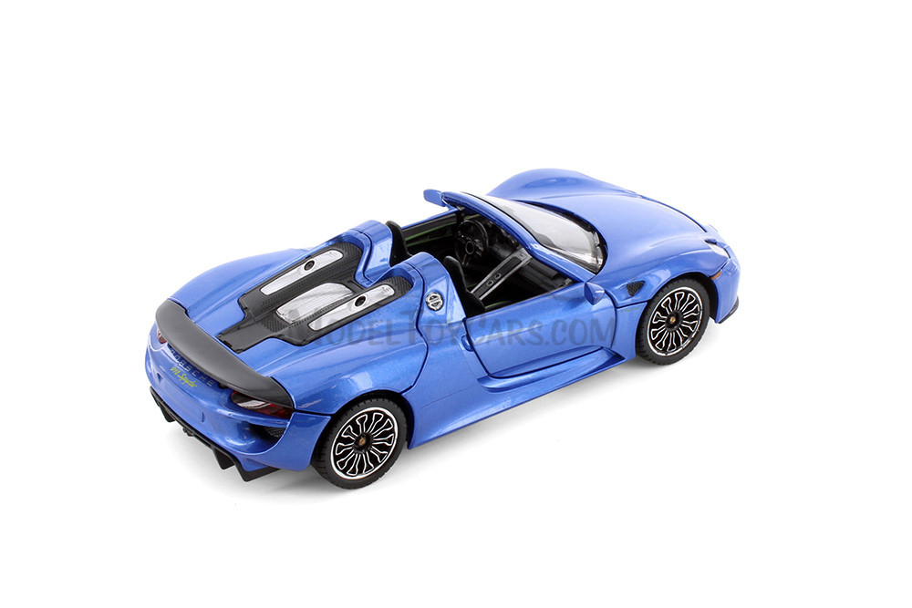 Porsche 918 Spyder, Blue - Showcasts 68243D - 1/24 Scale Diecast Model Toy Car (1 Car, No Box)