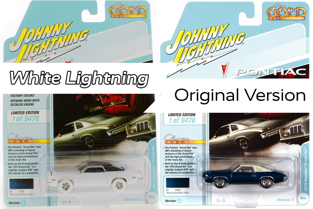 CHASE CAR White Lightning - 1973 Pontiac Grand AM, White - Johnny Lightning JLSP163/24B, 1/64 Diecast Car