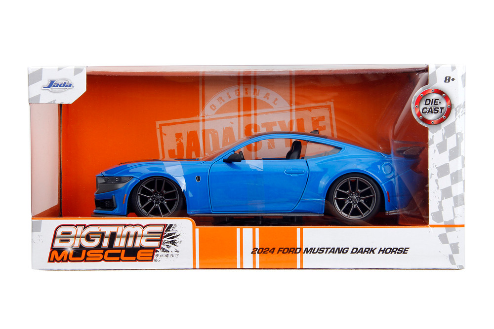 2024 Ford Mustang Dark Horse, Blue w/Black Stripes - Jada Toys 35276 - 1/24 Scale Diecast Model Toy Car