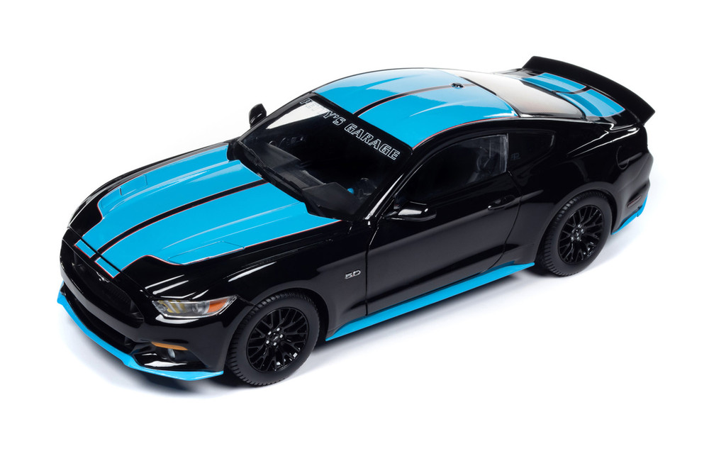 2016 Ford Mustang GT Hardtop, Black w/Blue Stripes - Auto World