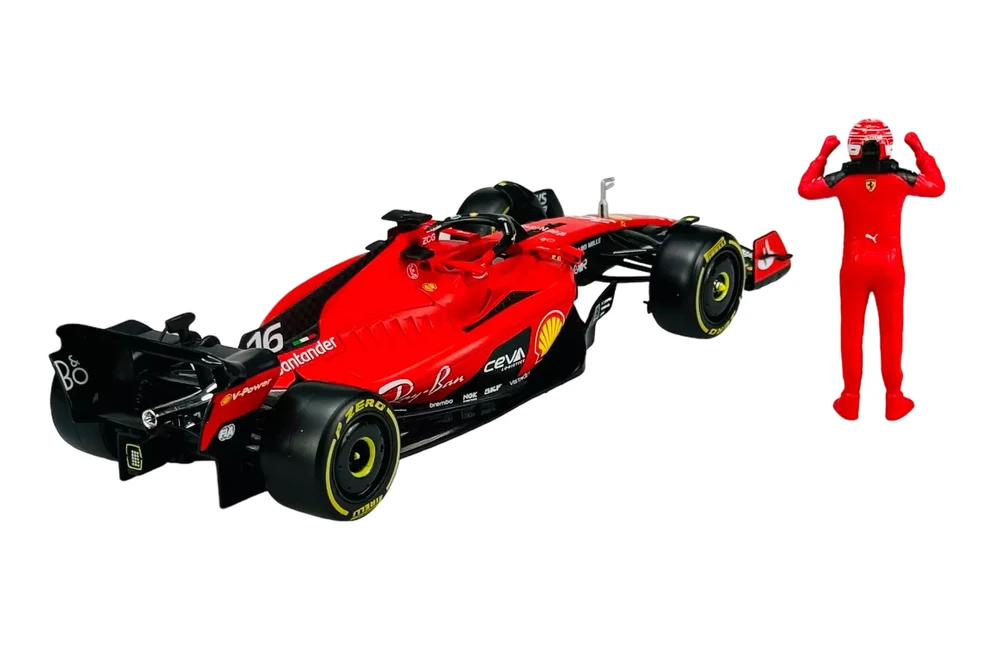 Ferrari SF-23 w/Driver Figure, #16 Charles Leclerc - Bburago 18-26809/16 - 1/24 Scale Diecast Model Toy Car