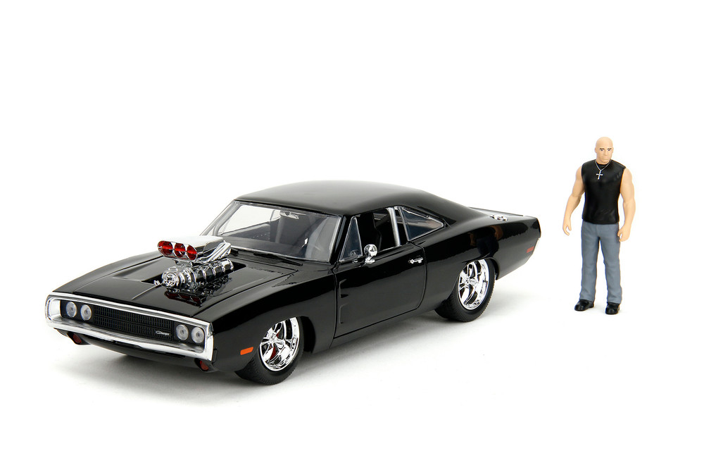 【中古】1:24 ワイルドスピードダイキャストカー DOMs Dodge Charger R/T w/DOM TORETTO BUILD N COLLECT Dom's Dodge Charger R/T w/Dom Figure, Fast & furious - Jada Toys