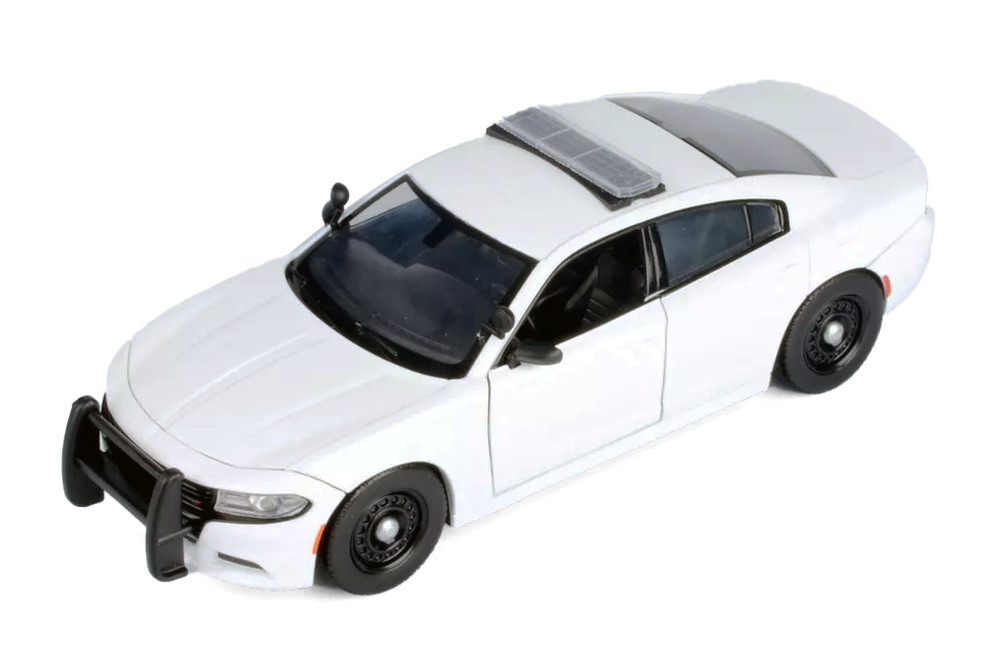 2023 Dodge Charger Pursuit Police, Unmarked White - Motor Max 76996WT - 1/24 Scale Diecast Model Toy Car