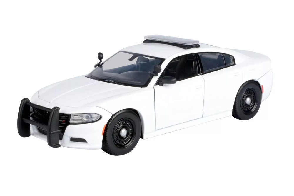 2023 Dodge Charger Pursuit Police, Unmarked White - Motor Max 76996WT - 1/24 Scale Diecast Model Toy Car