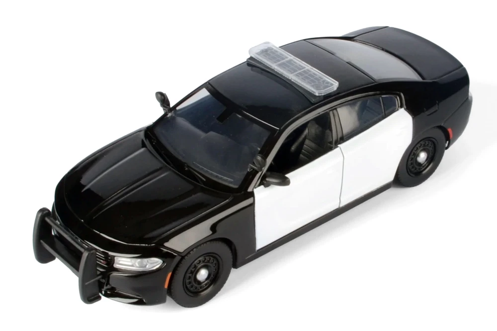 2023 Dodge Charger Pursuit Police, Unmarked Black/White - Motor Max 76996BK - 1/24 Scale Diecast Model Toy Car