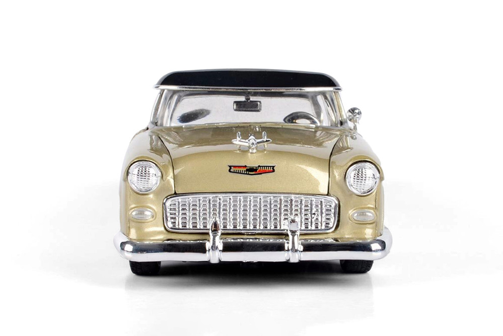 1955 Chevy Bel Air Lowrider, Gold/Black - Motor Max 79031WL - 1/24 Scale Diecast Model Toy Car