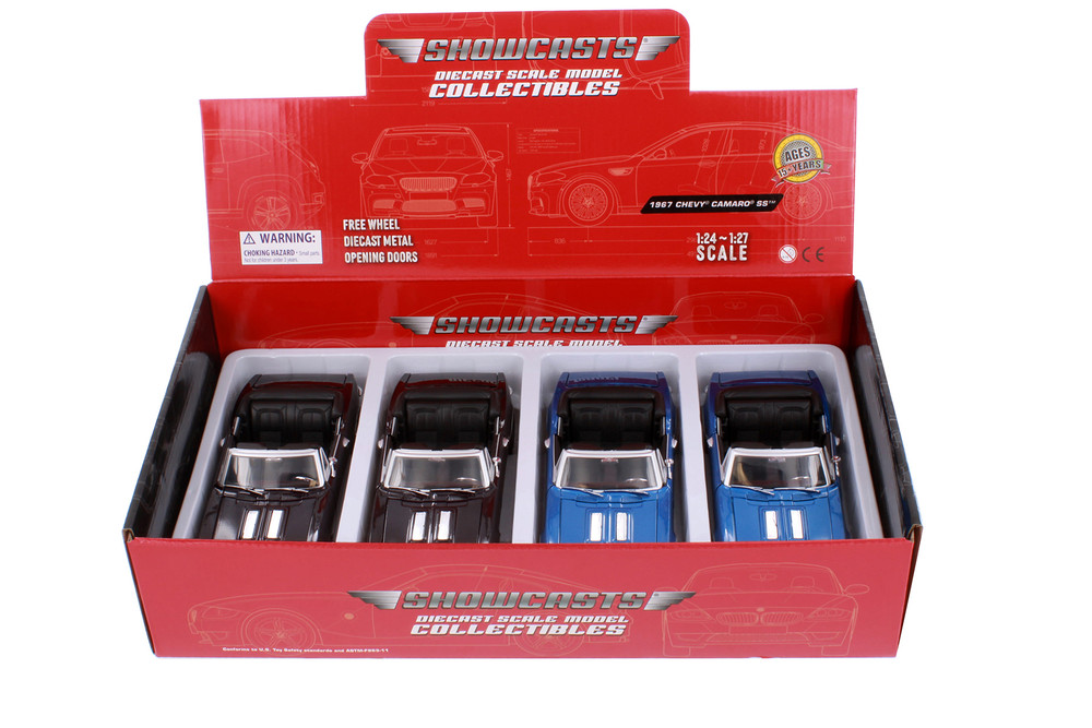 Box of 4 1967 Chevy Camaro SS Convertible, Asstd - Showcasts 77301D - 1/24 Scale Diecast Model Toy Cars