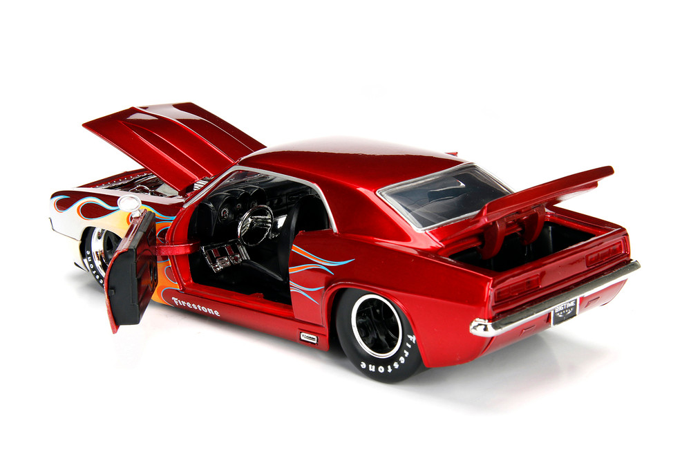 1969 Chevy Camaro, Candy Red w/Yellow Flames - Jada Toys 99085 - 1