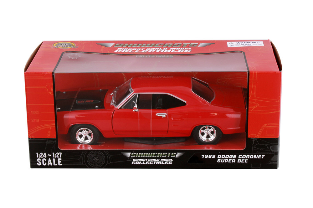 1969 Dodge Coronet Super Bee Hardtop, Red - Showcasts 77315R - 1/24 Scale Diecast Model Toy Car