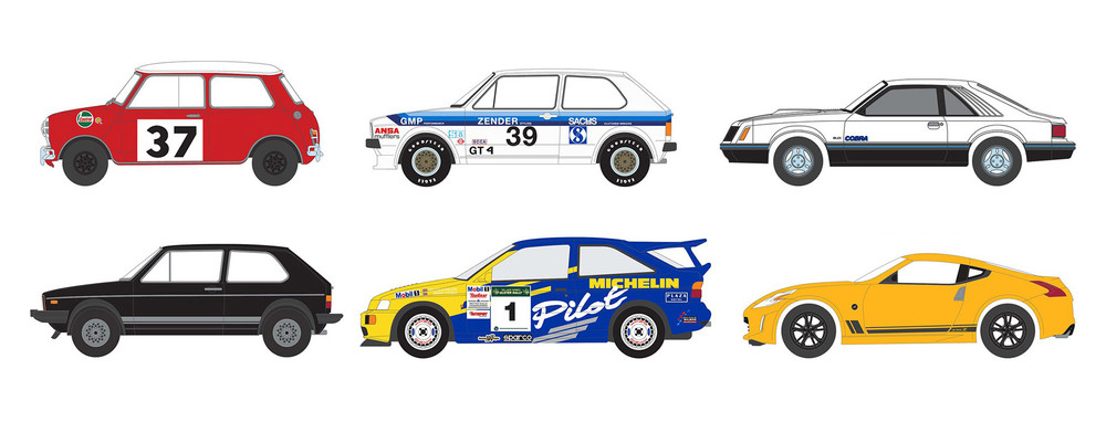 Hot Hatches Series 2, Box of 6 Car Assortment - Greenlight 63020/48 - 1/64 Scale Diecast Model Toy Cars