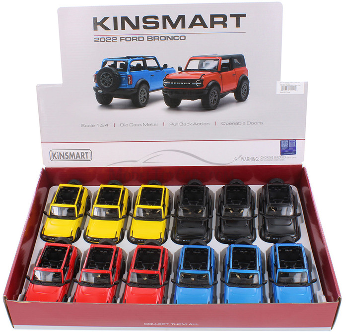 2022 Ford Bronco Open Top, Box of 12 Assortment - Kinsmart 5438DA