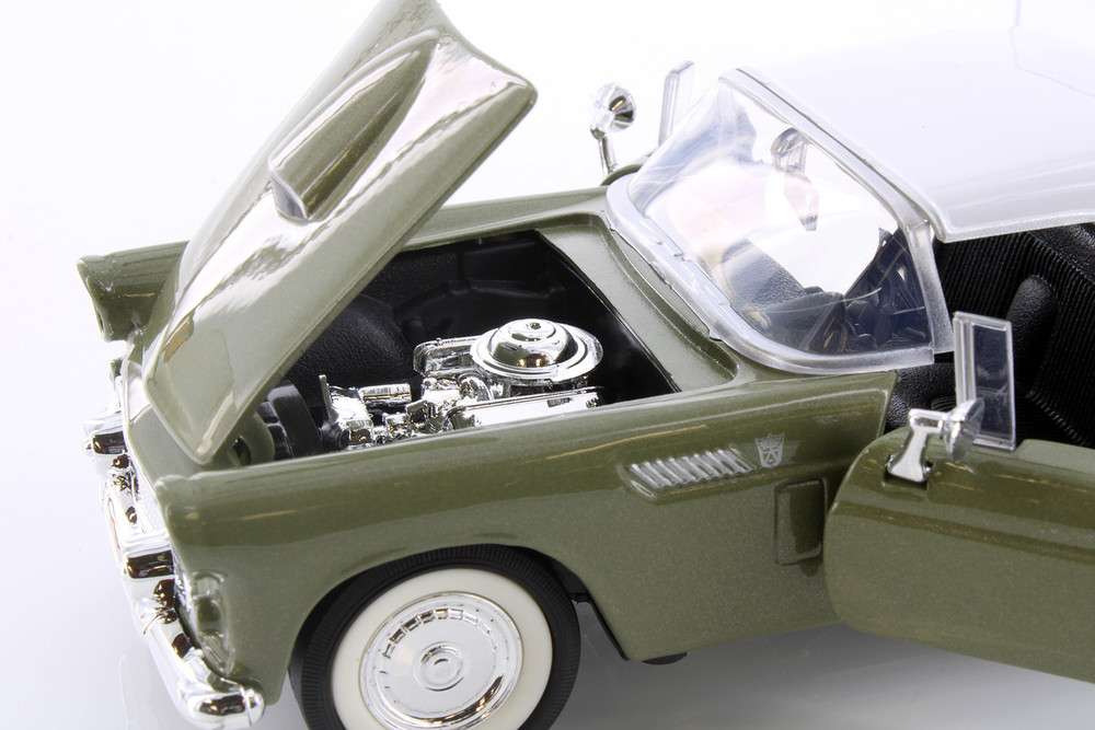 1956 Ford Thunderbird Closed Convertible, Green - Showcasts 77312GN - 1/24 Scale Diecast Model Toy Car