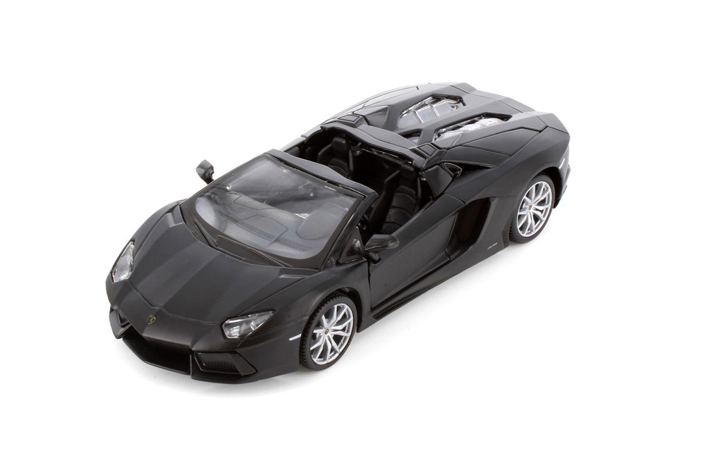 Box of 4 Lamborghini Aventador LP 700-4 Roadster Convertible, Matte Black - Showcasts 37504 - 1/24 Scale Diecast Cars