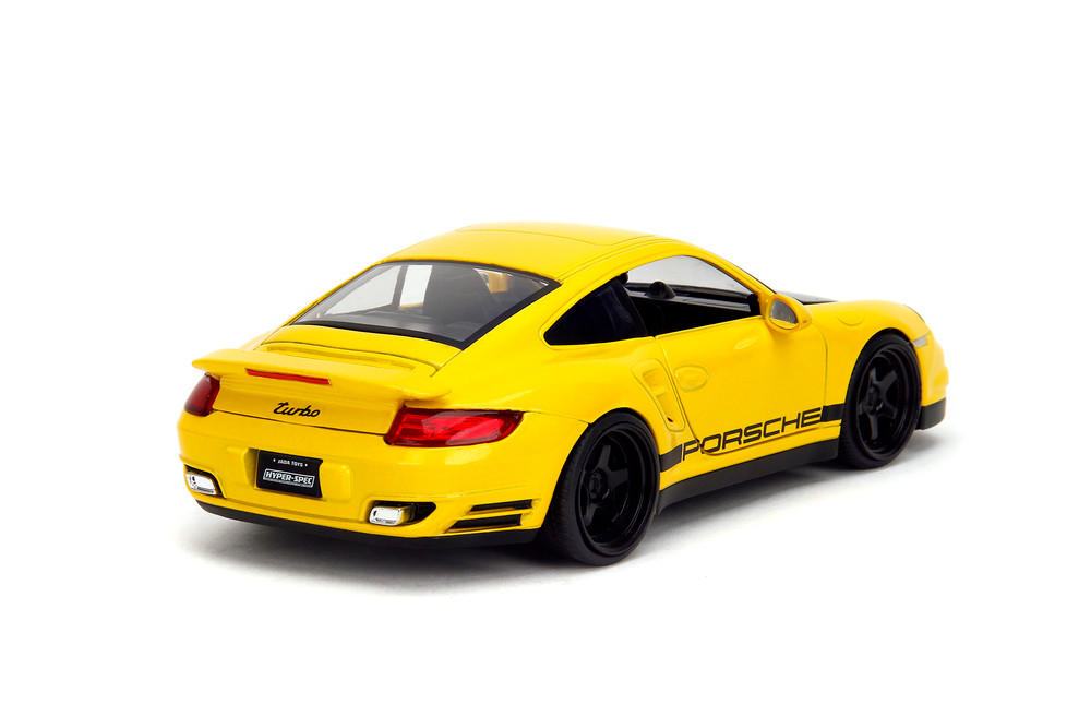 Porsche 911 Turbo (997), Yellow w/Black Hood - Jada Toys 35493 - 1