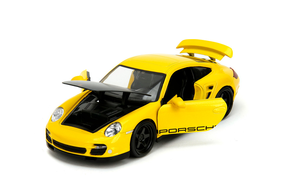 Porsche 911 Turbo (997), Yellow w/Black Hood - Jada Toys 35493 - 1