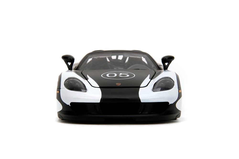 Porsche Carrera GT Convertible, Black/White - Jada Toys 35490 - 1/24 Scale Diecast Model Toy Car