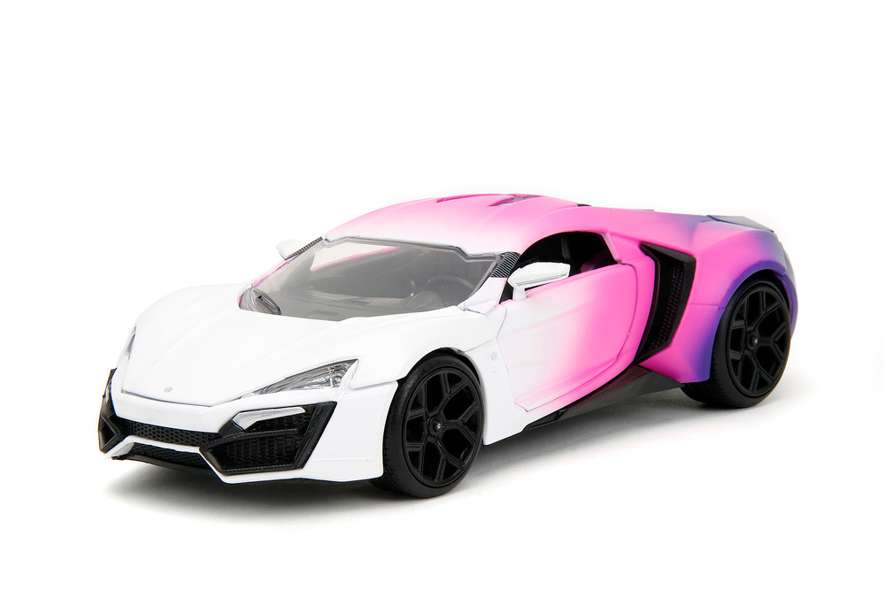 Lykan Hypersport w/Display Base, White w/Pink-Blue Gradient - Jada Toys 35058 - 1/24 Scale Diecast Model Toy Car
