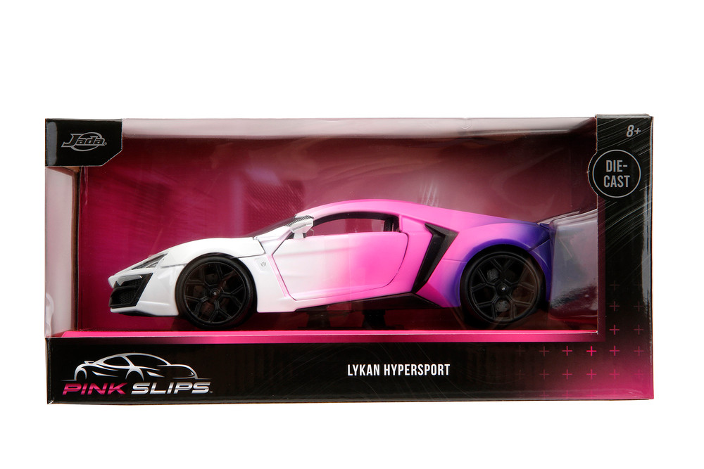 Lykan Hypersport w/Display Base, White w/Pink-Blue Gradient - Jada Toys 35058 - 1/24 Scale Diecast Model Toy Car