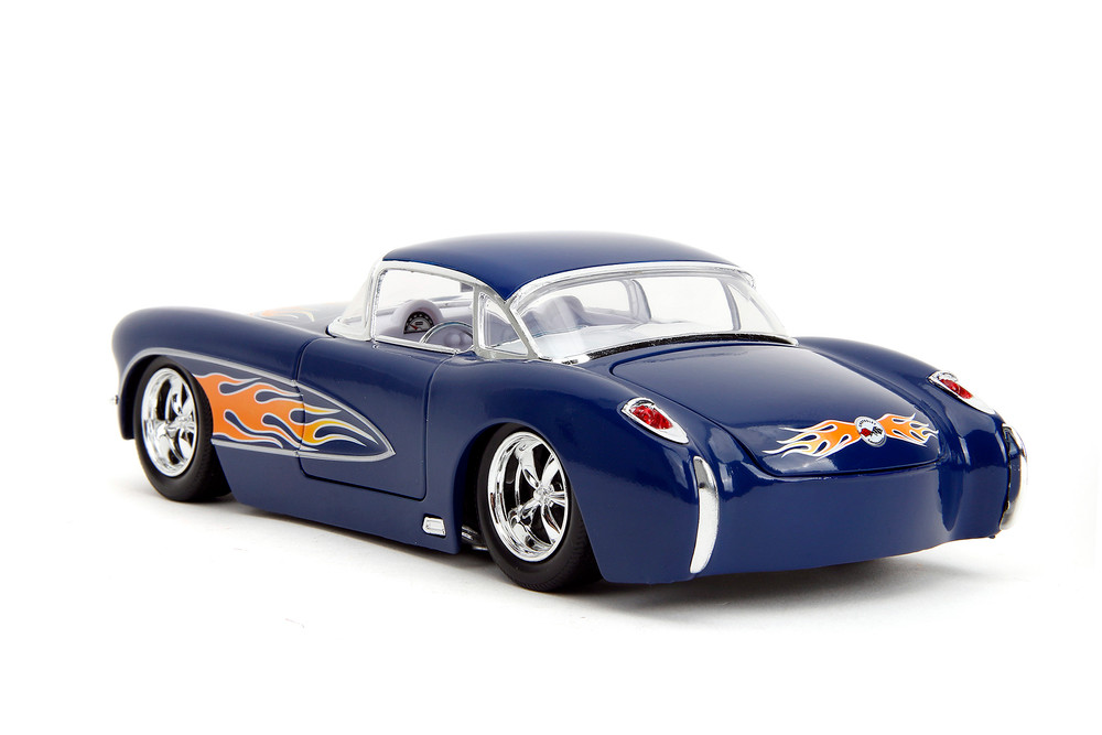 1957 Chevy Corvette Hardtop, Blue w/Flames - Jada Toys 35031