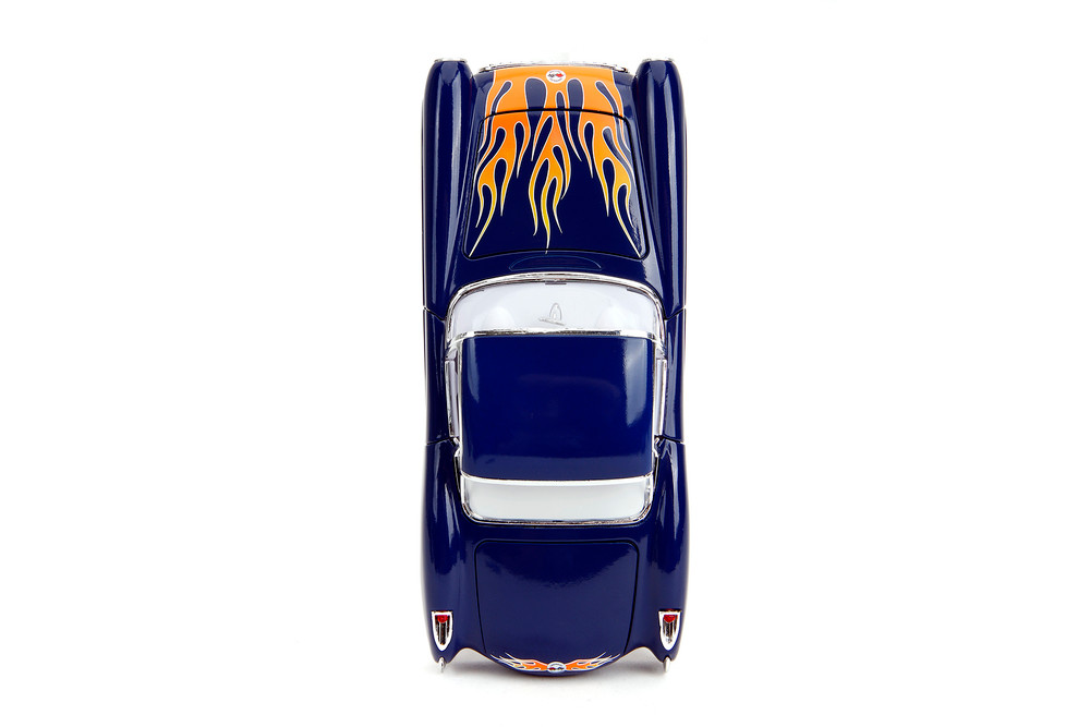 1957 Chevy Corvette Hardtop, Blue w/Flames - Jada Toys 35031 - 1/24 Scale Diecast Model Toy Car