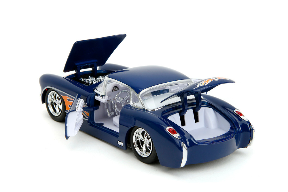 1957 シボレーコルベット Jadatoys 1/24 1957 Chevy Corvette Hardtop, Blue w/Flames - Jada Toys 35031
