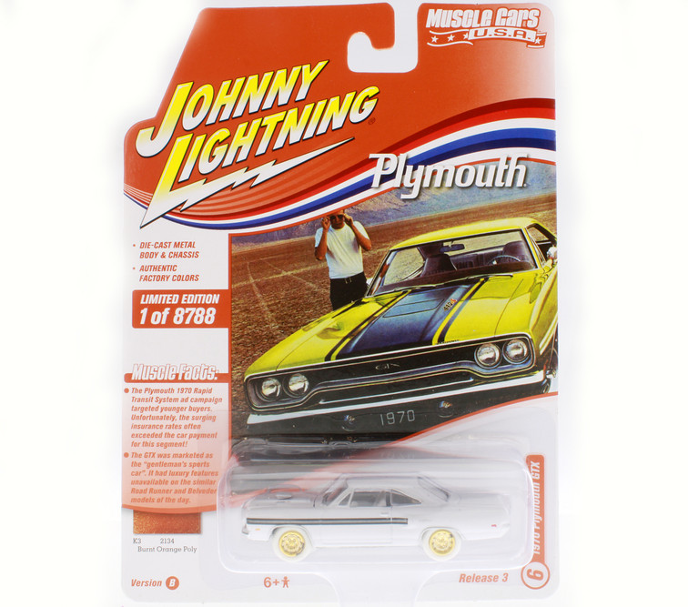 WHITE LIGHTNING 1970 Plymouth GTX, White - Johnny Lightning
