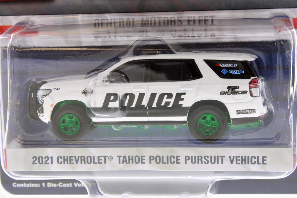 GREEN MACHINE 2021 Chevy Tahoe Police Pursuit Vehicle, White - Greenlight 30356/48 - 1/64 Scale Diecast  Car