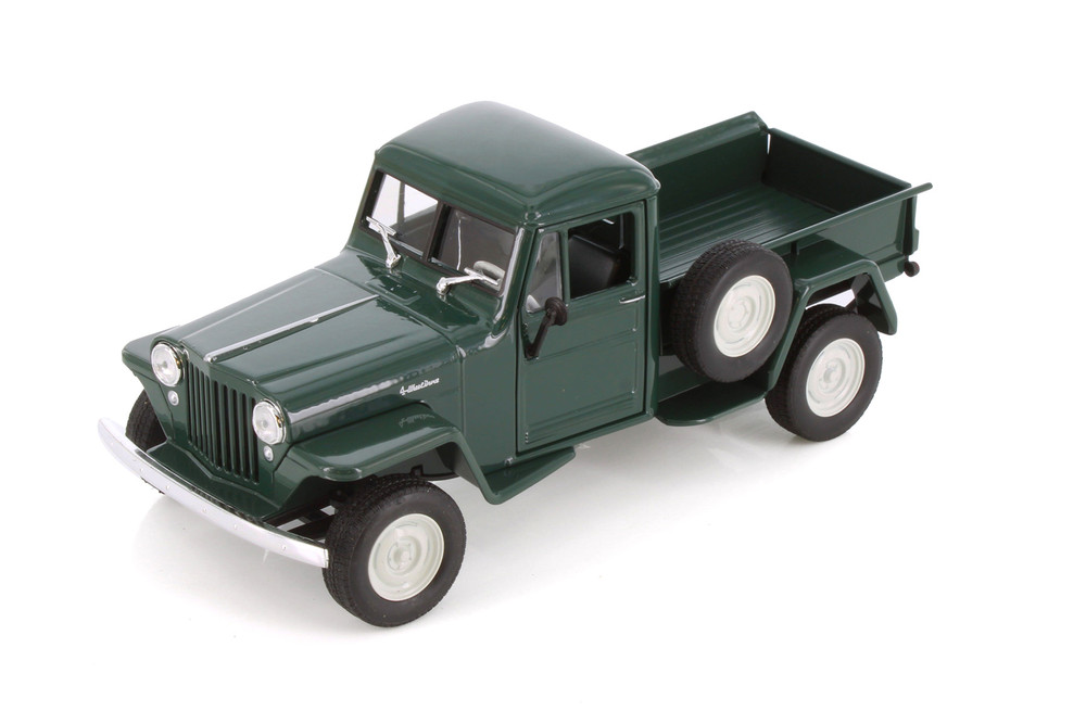 1947 Jeep Willys Pickup Truck, Green - Welly 24116/4D - 1/24 Scale