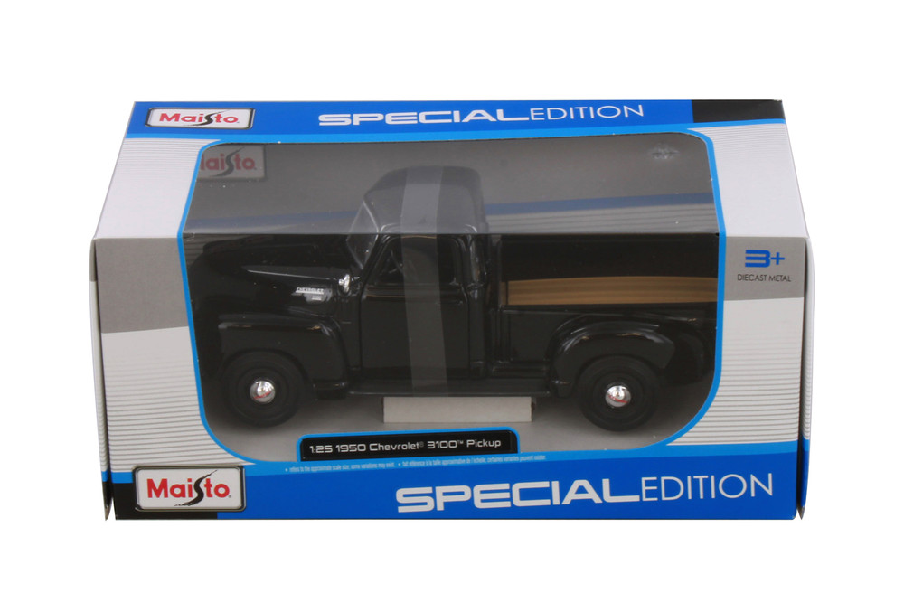 1950 Chevy 3100 Pickup Truck, Black - Maisto 31952BK - 1/24 Scale Diecast Model Toy Car