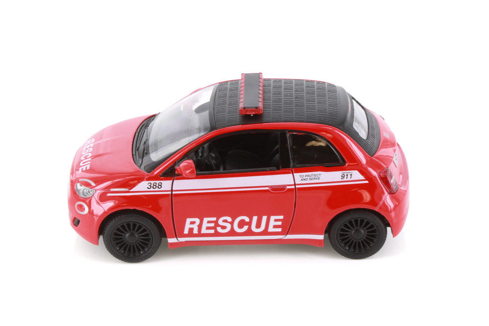 Fiat 500e Rescue Edition, Red - Kinsmart 5440DPR - 1/28 Scale Diecast Model Toy Car