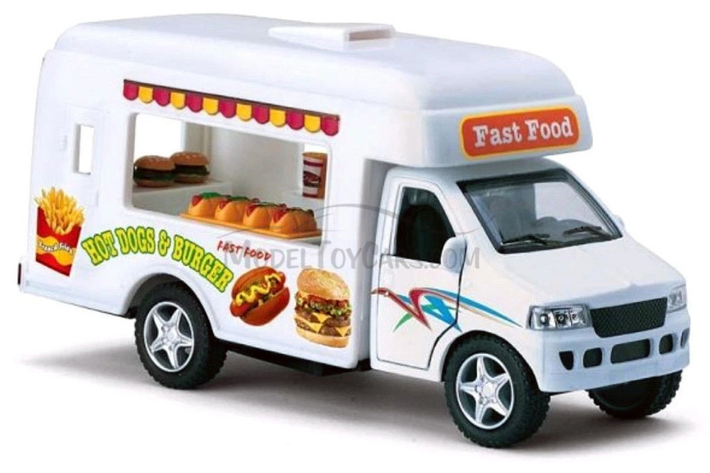 Fast Food Truck, White - Kinsmart 5253/57D - 5" Scale Diecast Model Toy Car