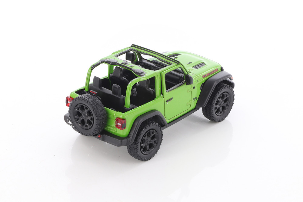 2018 Jeep Wrangler Rubicon Open Top, Green - Kinsmart 5412DA - 1/34 Scale Diecast Model Toy Car